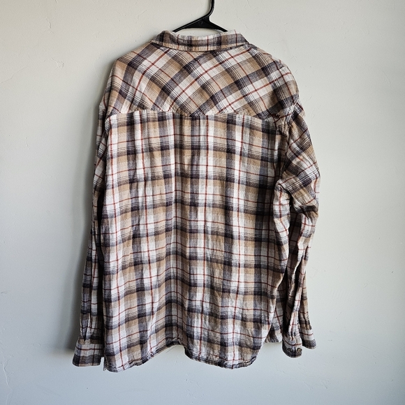 Mountain Khakis Shirt Mens 2XL Flannel Tan Plaid Relaxed Fit Organic Cotton - Picture 3 of 4